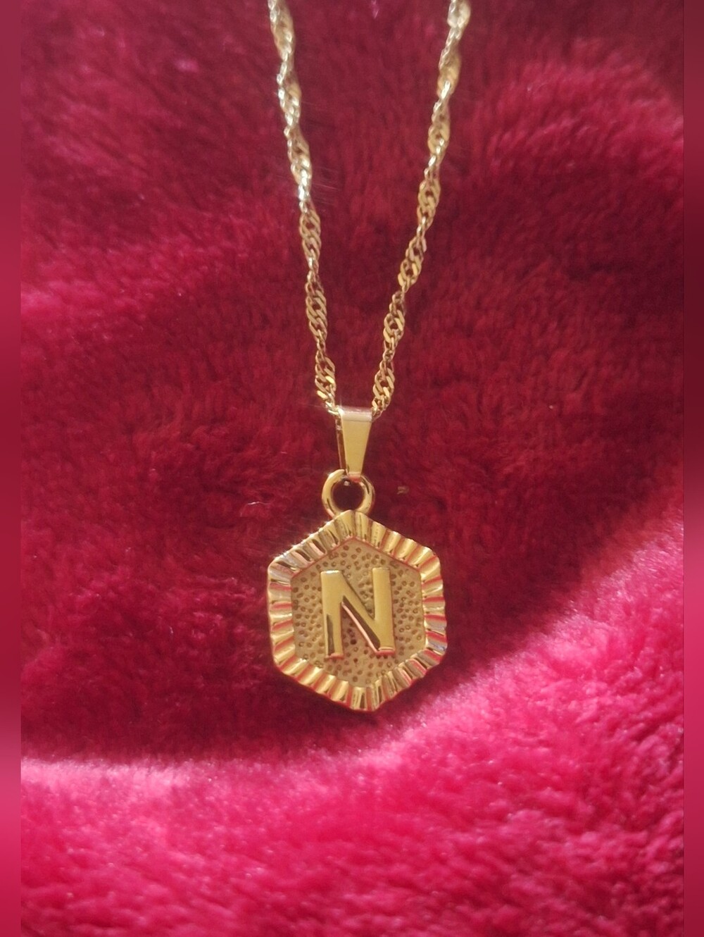 Oak & Ivy Boutique Stainless Gold Tone N Initial Adjustable Necklace NWOT